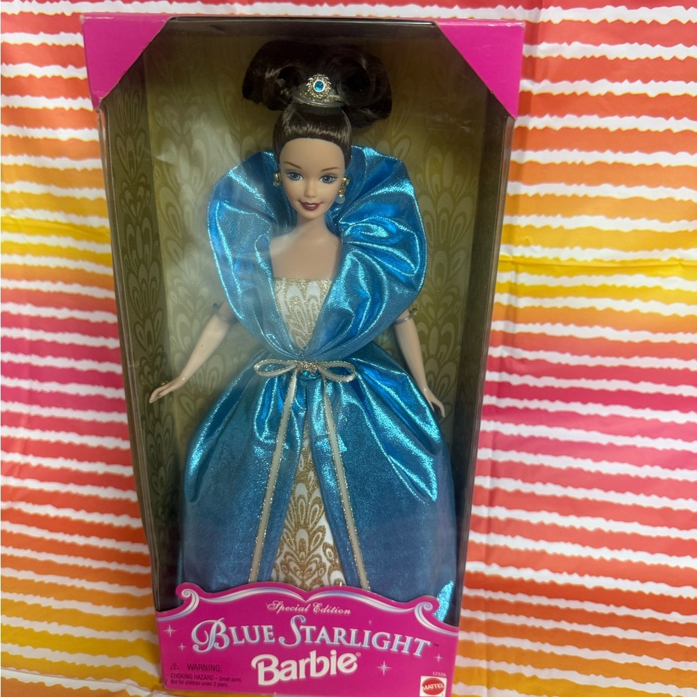 Barbie in Elegant Blue and Gold Gown